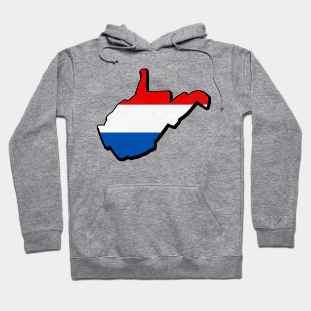 Red, White, and Blue West Virginia Outline Hoodie by Mookle